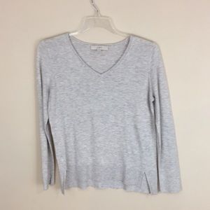 Loft Gray Marled V-neck Sweater Size Medium
